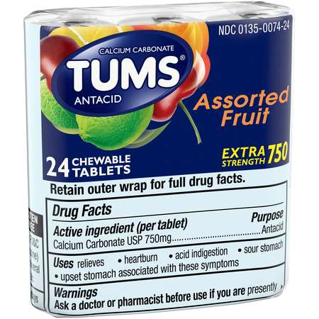 TUMS Tums Assorted Fruit Tablets 24 Roll, PK72 739389D